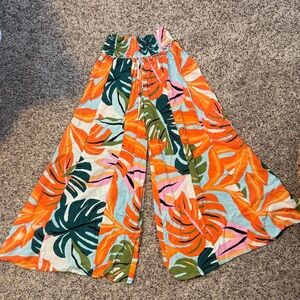 Tropical Print Kids Wide-Leg Pants